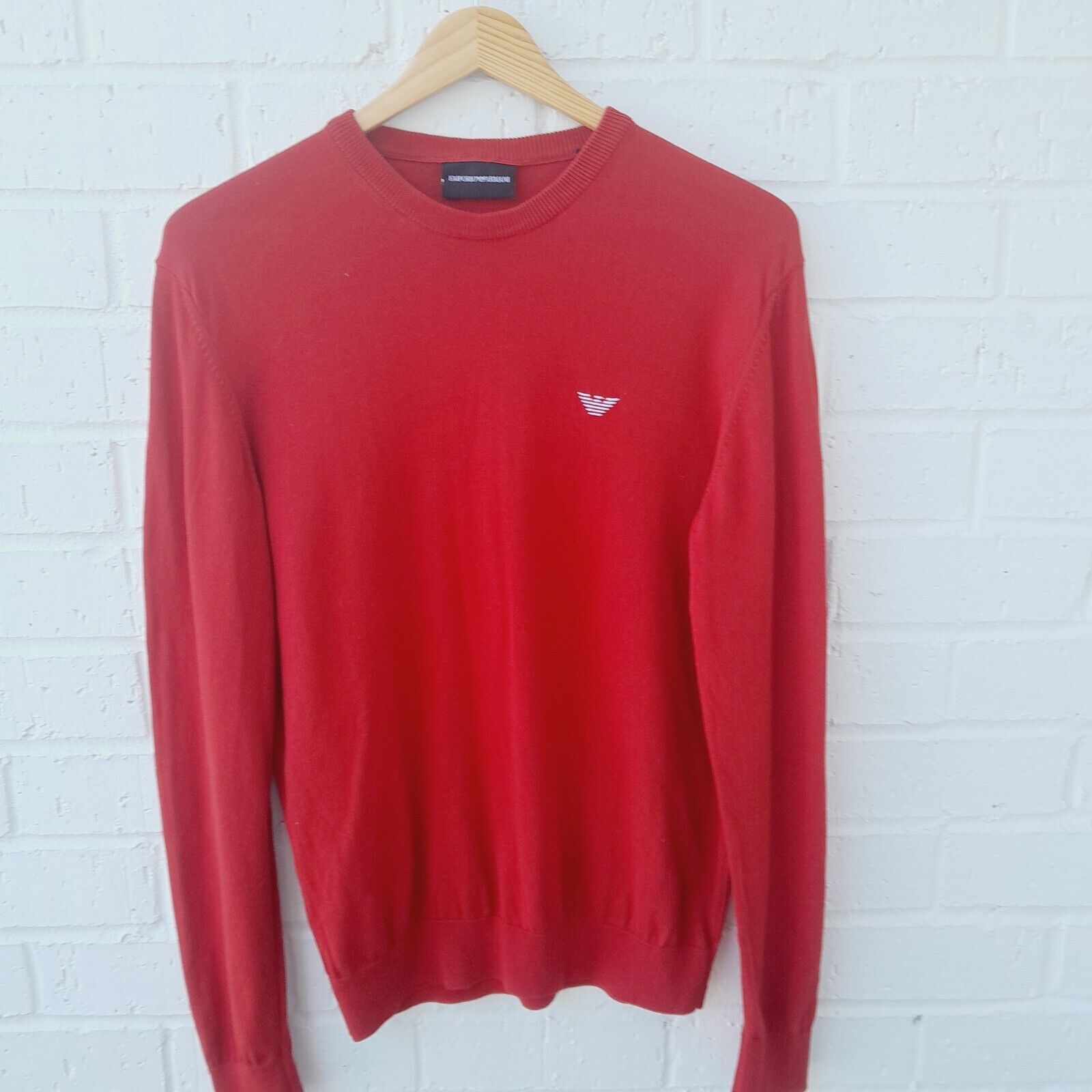 Emporio Armani Red Knit Crewneck Pullover Sweater Preppy Contemporary Sz: Xs